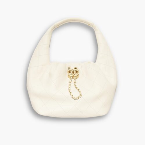 Chanel Hobo Bag Cream Leather 19Cm AS5976 B22897 U4531