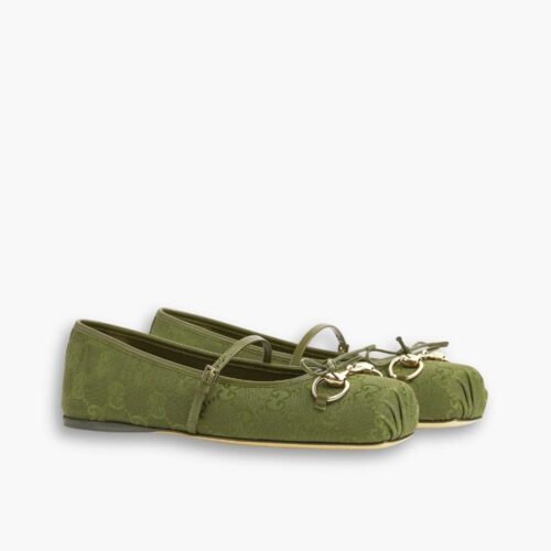 Gucci Women's Horsebit Ballet Flat Dark Green 814321 FAD8F 3048