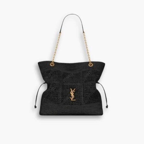 Saint Laurent Jamie Shopping In Raffia Black 36Cm