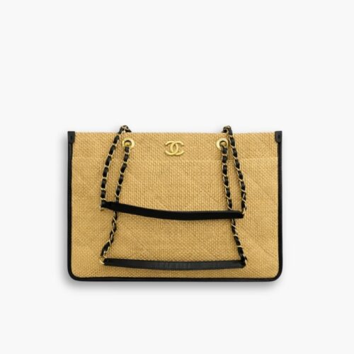 Chanel Shopping Bag Natural Straw Beige 39Cm