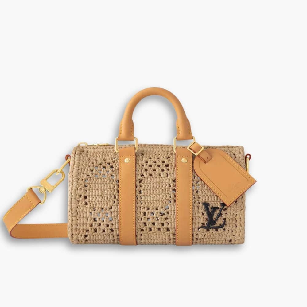 Louis Vuitton Keepall Bandouliere 25 Damier Raffia Natural Beige 28Cm