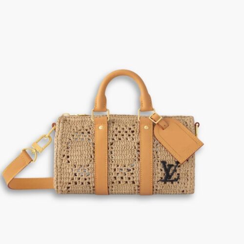 Louis Vuitton Keepall Bandouliere 25 Damier Raffia Natural Beige 28Cm