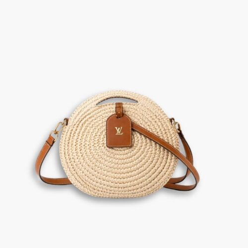 Louis Vuitton Around Me Shoulder Bag Raffia White 28Cm M25243