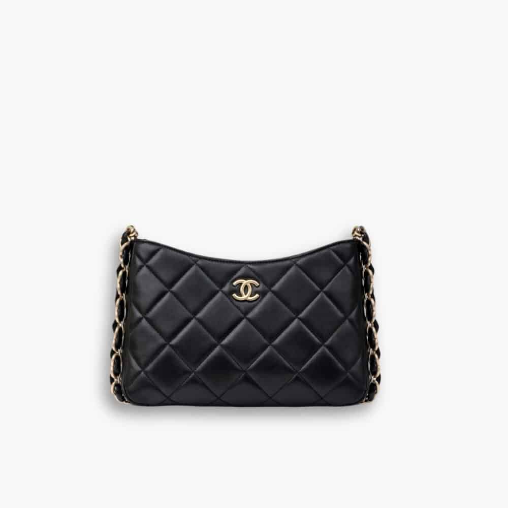 Chanel Medium Hobo Bag Black And Gold Toned Hardware 24Cm