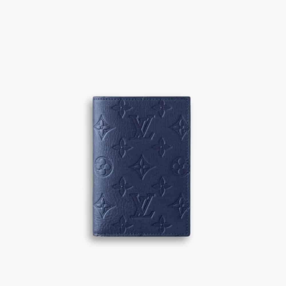 Louis Vuitton Passport Cover Monogram Shadow Navy Blue 14Cm M14792