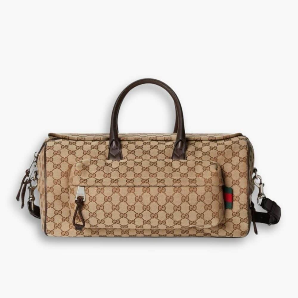 Gucci Medium GG Duffle Bag Beige And Dark Brown 45Cm 800185 Faduj 9854