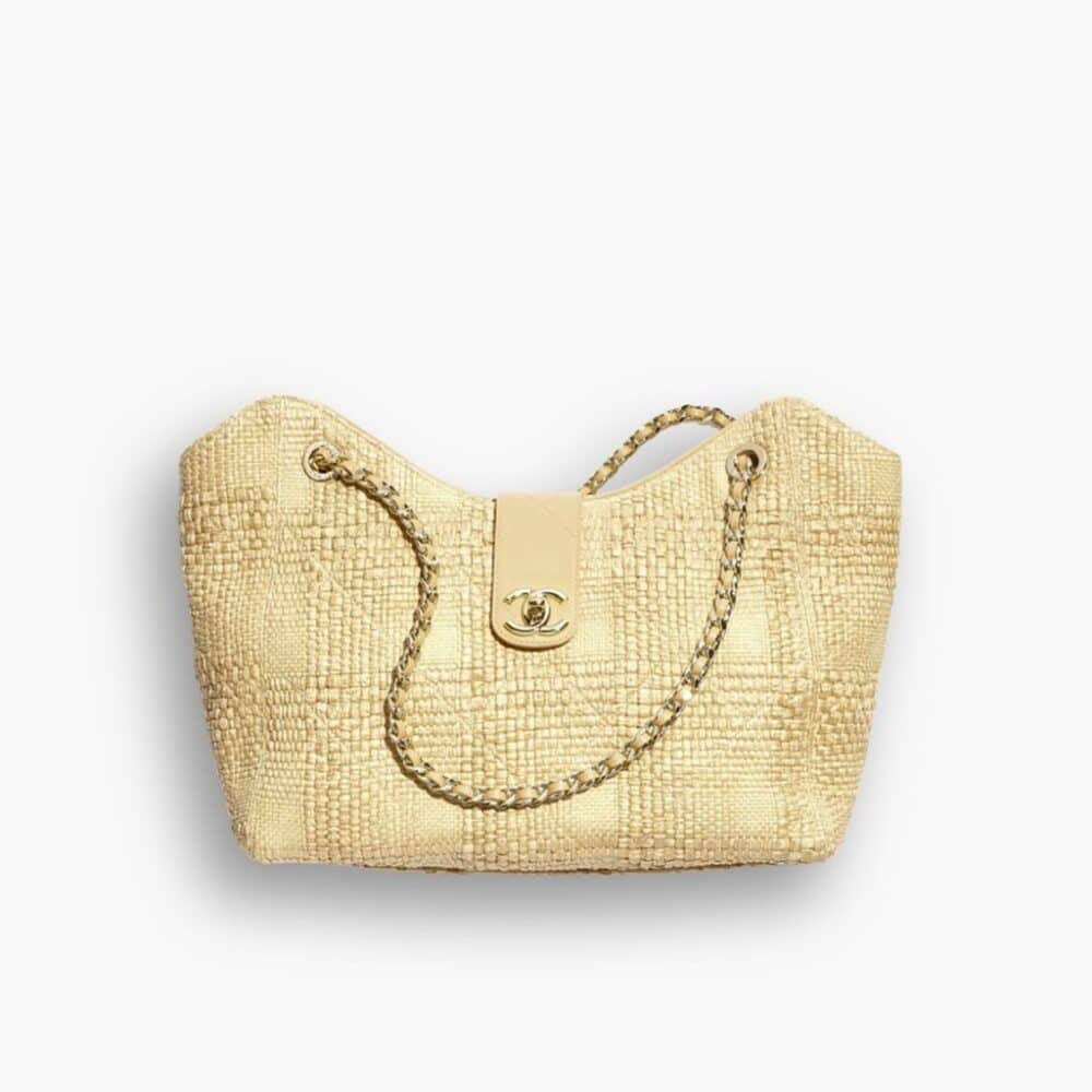 Chanel Shopping Bag Braided Raffia Beige 26Cm AS6090 B23527 U7508