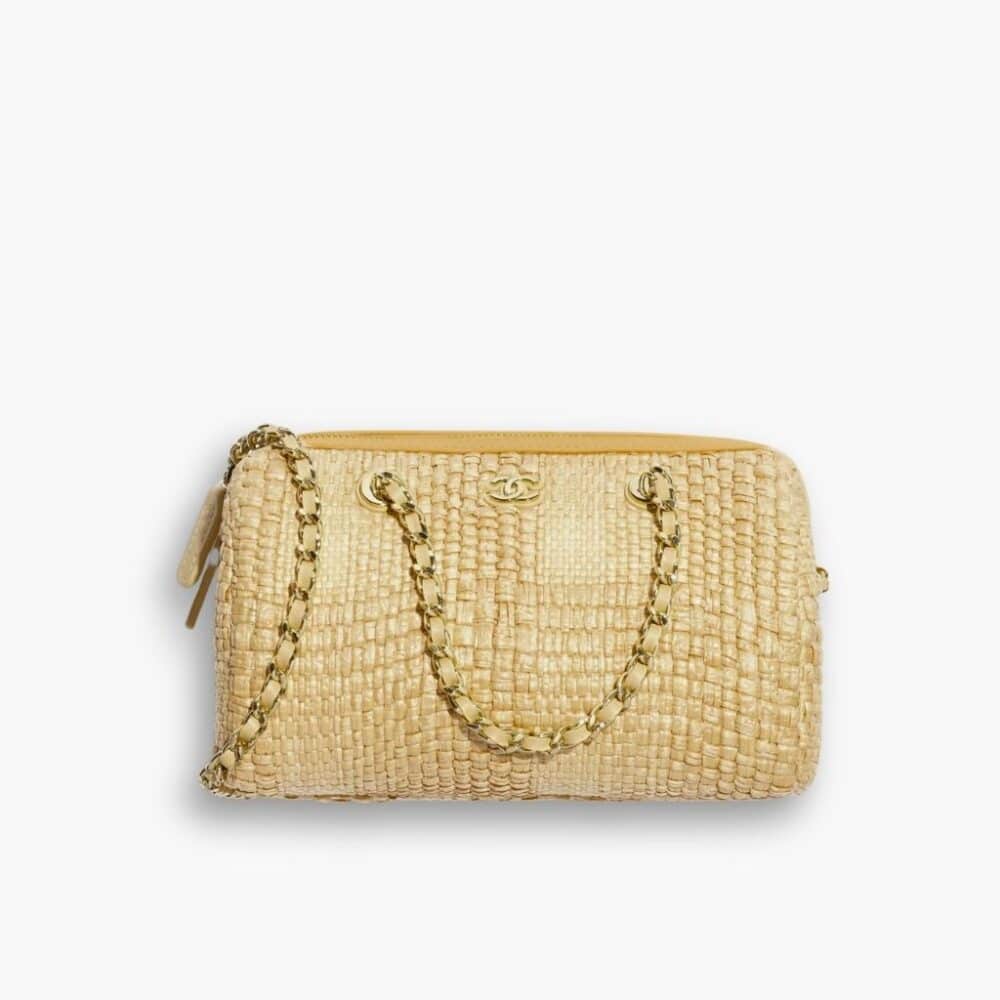 Chanel Classic Clutch With Chain Bag Braided Raffia Beige 20Cm AP4474 B23292 U7508