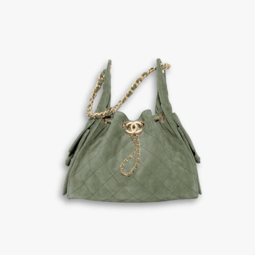 Chanel 25 Small Handbag Suede Grey 26Cm AS5293 B18799 NACAA