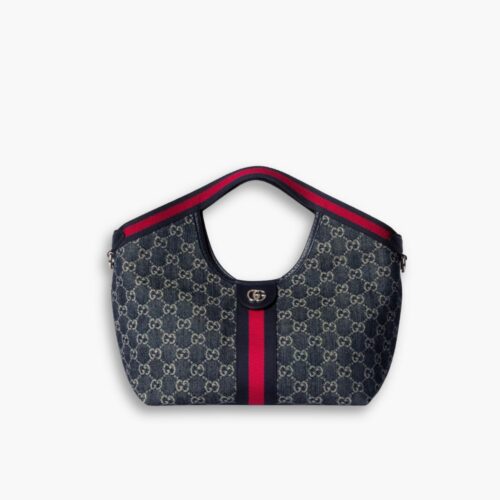 Gucci Giglio Small Tote Bag Blue And White GG Denim 25Cm 860845 FAFRW 8864