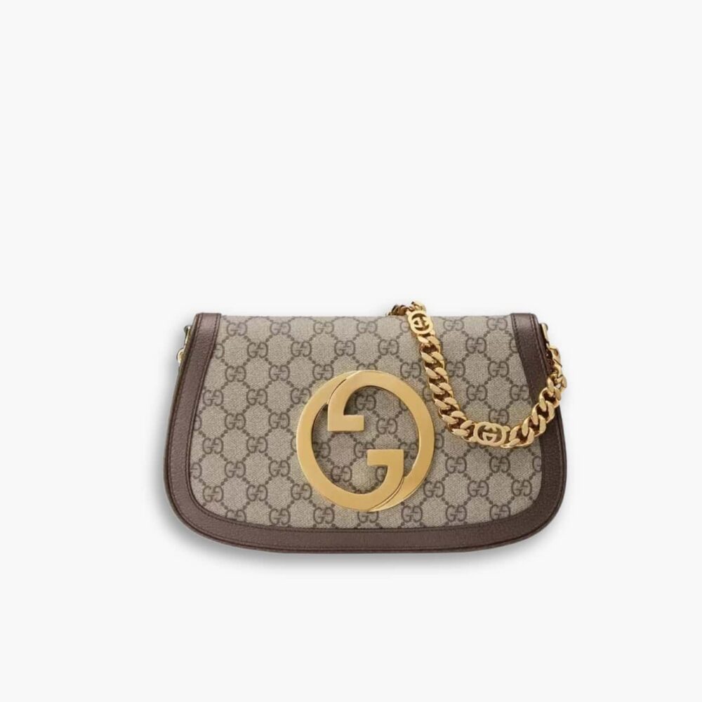 Gucci Blondie Shoulder Beige And Ebony GG Supreme Canvas 28Cm 699268 K9GSG 8358