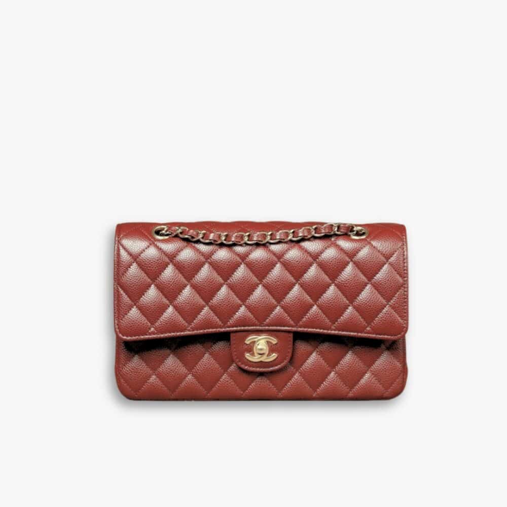 Chanel Classic Double Flap Bag Carviar Burgundy 25cm