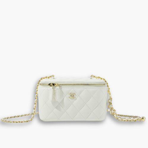 Chanel Quilted Small Vanity Chain Bag White 18cm