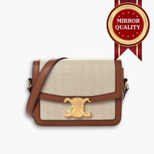 Mirror Quality - Celine Teen Triomphe Bag In Textile Natural Tan 18Cm 188882EGC 02NT