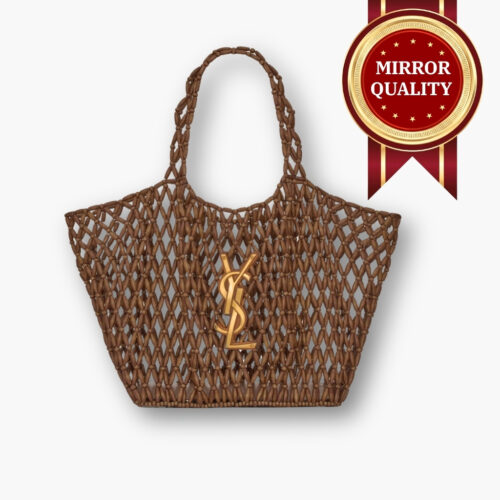 Mirror Quality - Saint Laurent Icare Medium In Wood Beads Brown 46cm 862071KAAAZ9384