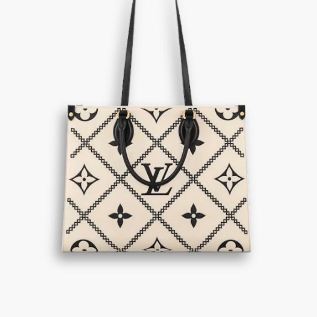 Louis Vuitton Onthego Mm Monogram Cream Black 35Cm M46016