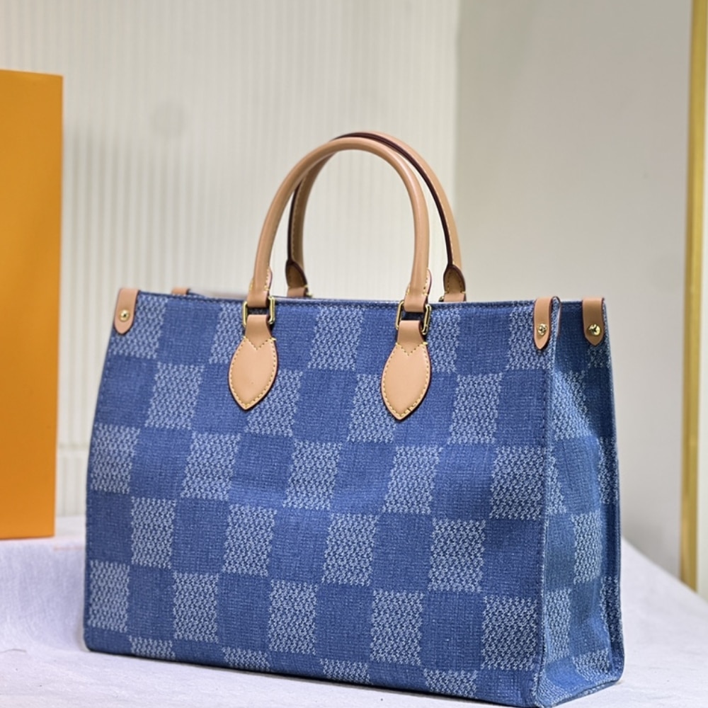 Louis Vuitton On The Go MM Damier Denim Blue 35Cm - Image 4