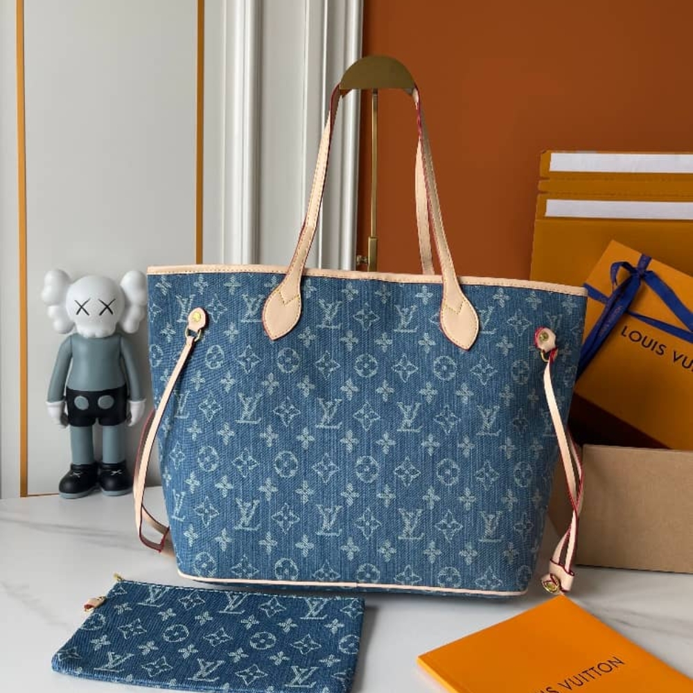 Louis Vuitton Neverfull MM Bag Denim Blue 31Cm M13192 - Image 2