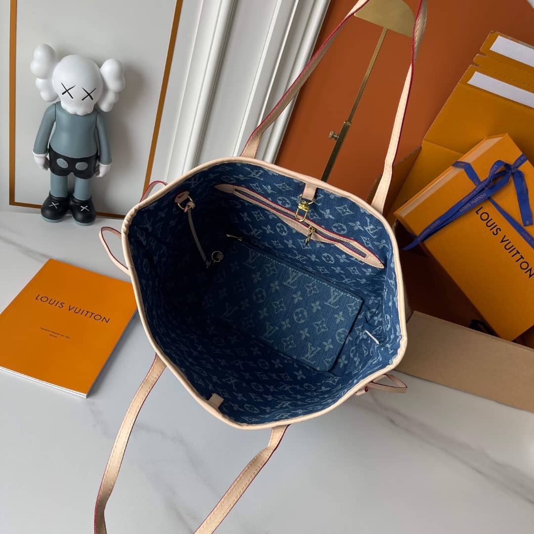 Louis Vuitton Neverfull MM Bag Denim Blue 31Cm M13192 - Image 3
