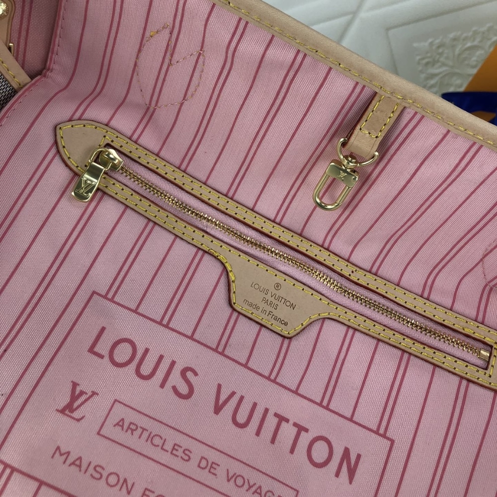 Louis Vuitton Neverfull GM Damier Azur Rose Ballerine Pink 39Cm N40601 - Image 9