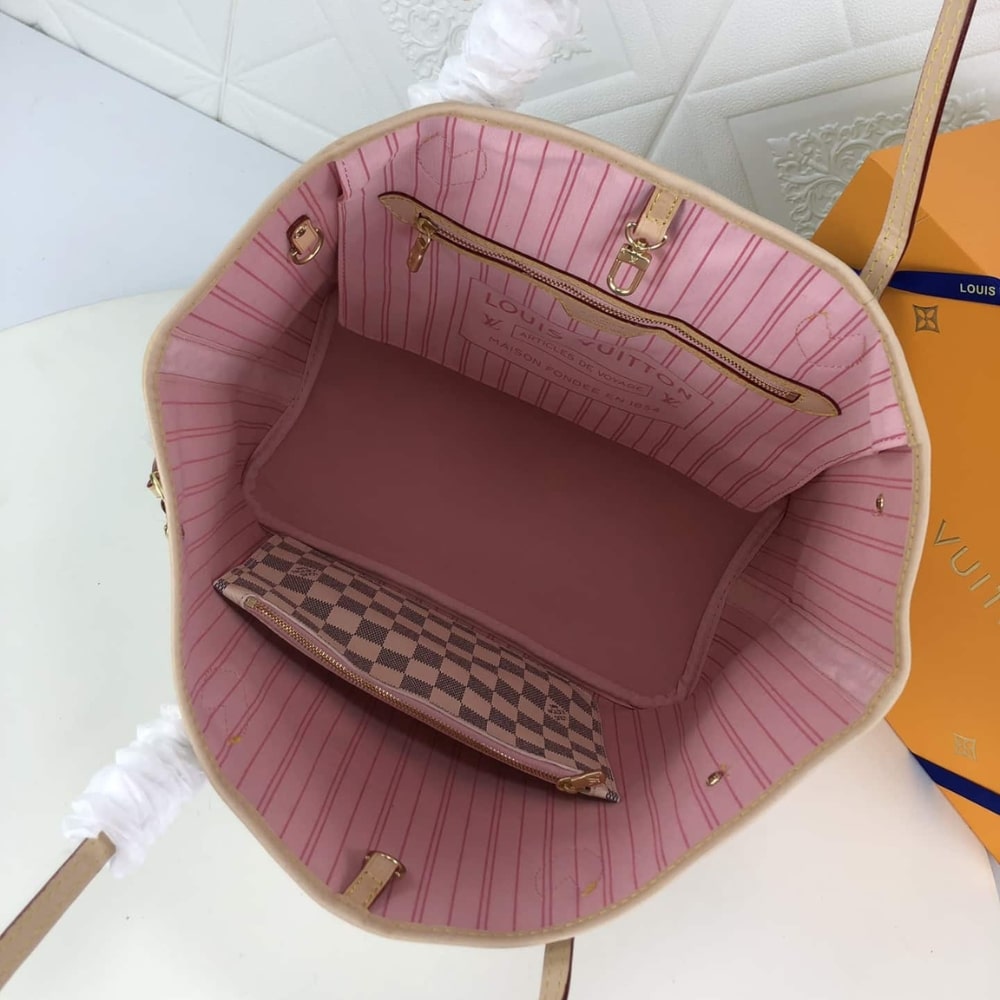 Louis Vuitton Neverfull GM Damier Azur Rose Ballerine Pink 39Cm N40601 - Image 8