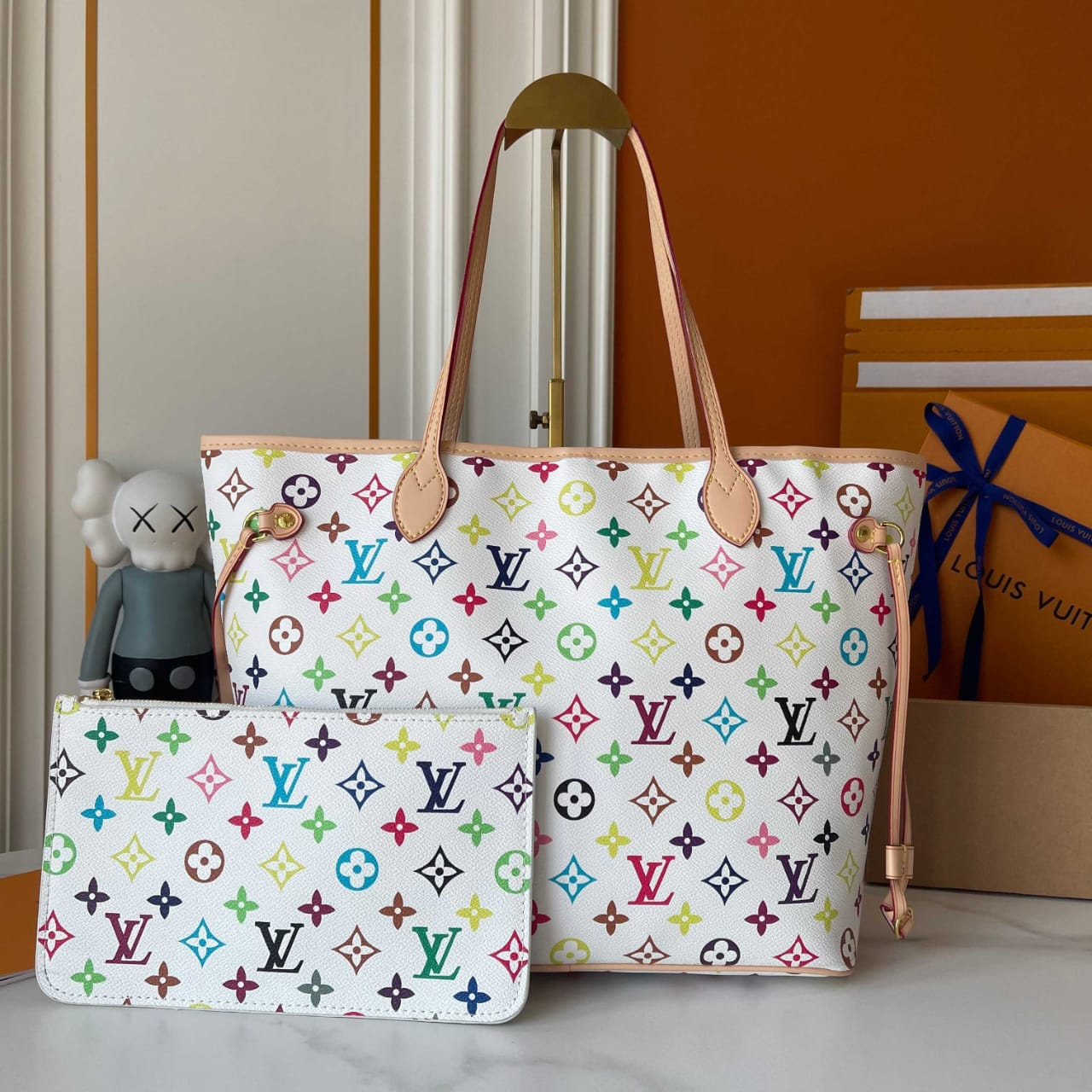 Louis Vuitton x Murakami Neverfull MM Multicolor White 31cm M27787 - Image 2