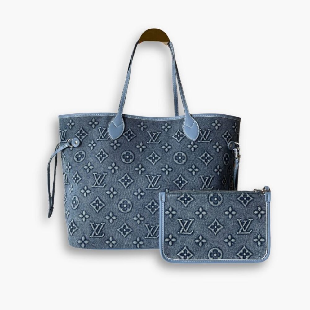 Louis Vuitton Neverfull MM Bag Monogram Denim Blue 32Cm