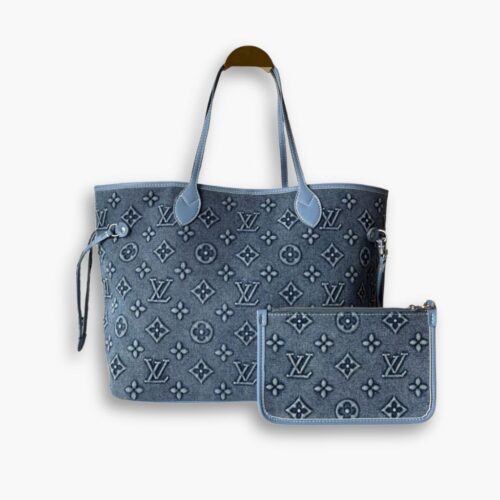 Louis Vuitton Neverfull MM Bag Monogram Denim Blue 32Cm