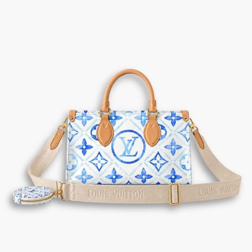 Louis Vuitton Onthego East West Bag Blue White 25Cm