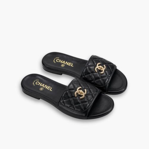 Chanel Quilted Leather Slide Sandal Black