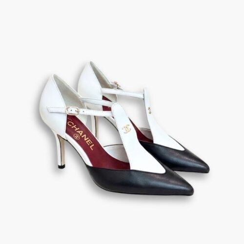 Chanel Leather Pump White And Black