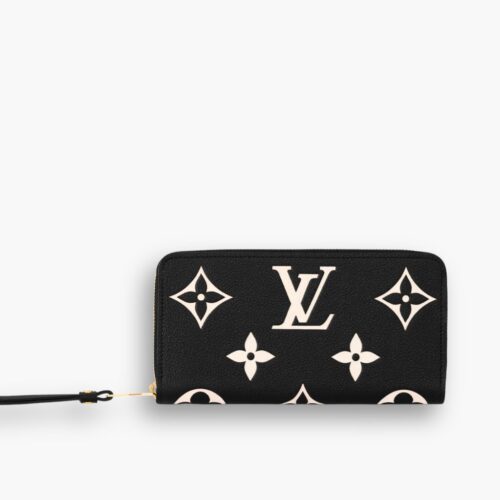 Louis Vuitton Zippy Wallet Bicolor Monogram Empreinte Black Beige 19cm M80481